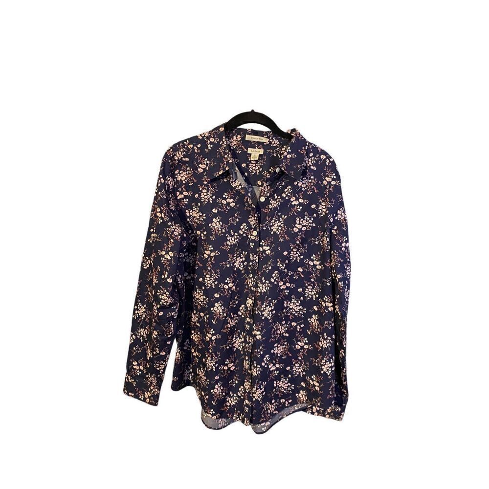 L.L. Bean women’s oxford floral, long sleeve button up flowers, size large